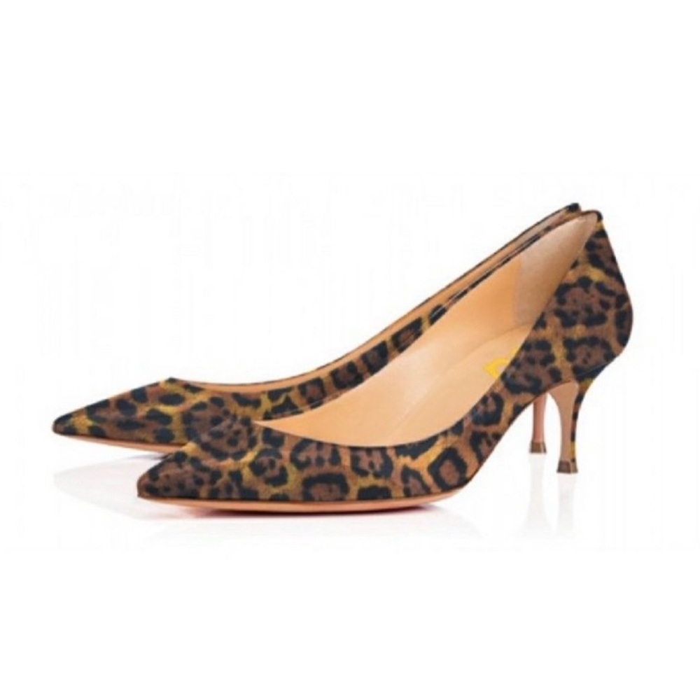 FSJ Women Classic Kitten Heels Pointed Toe Pumps